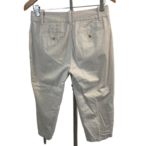 Ann Taylor Tan Flat Front Cropped Pleated Curvy Pants Sz 2P - Picture 2 of 7